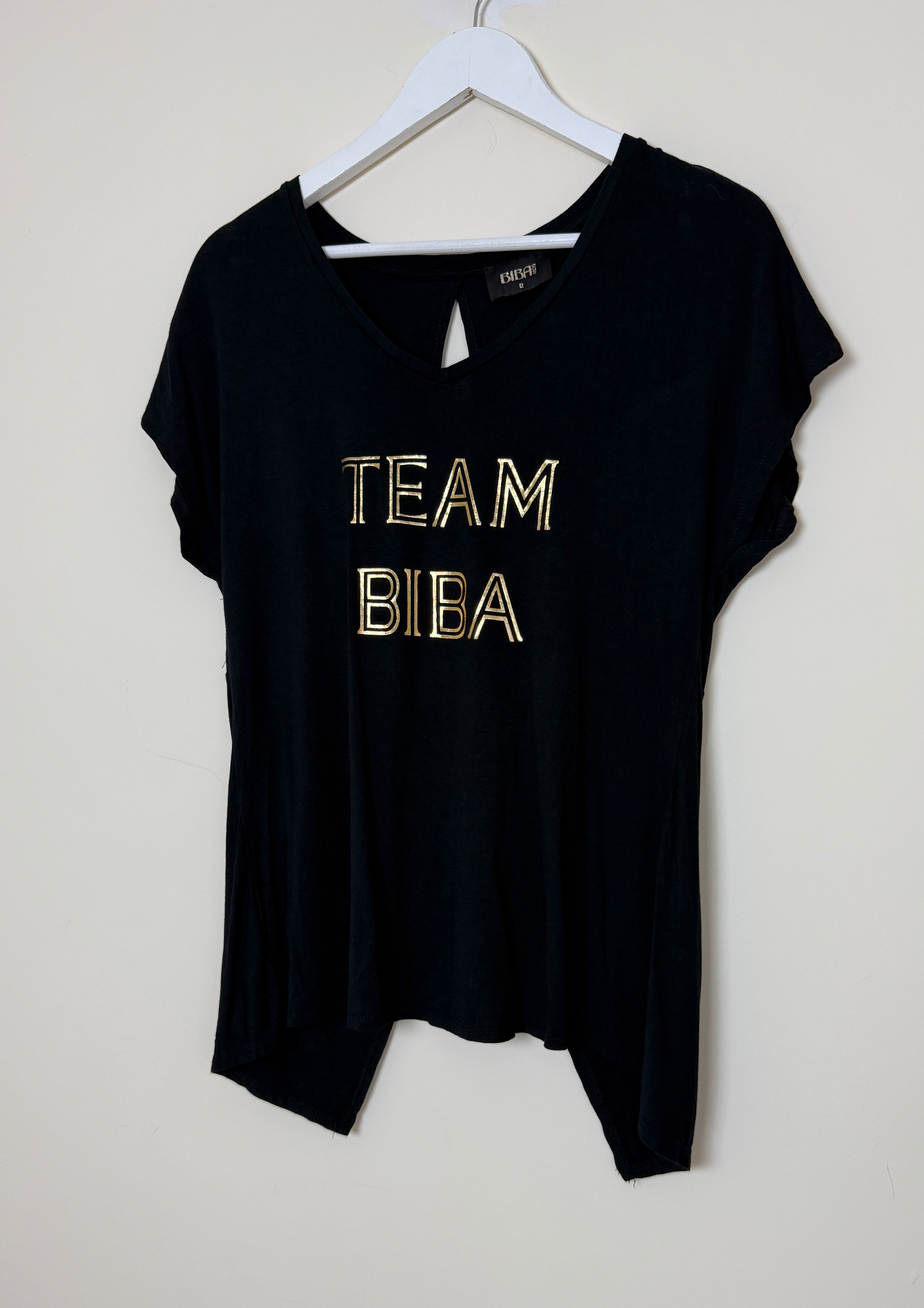 Shopify  Biba Black Gold Logo T Shirt Size 12