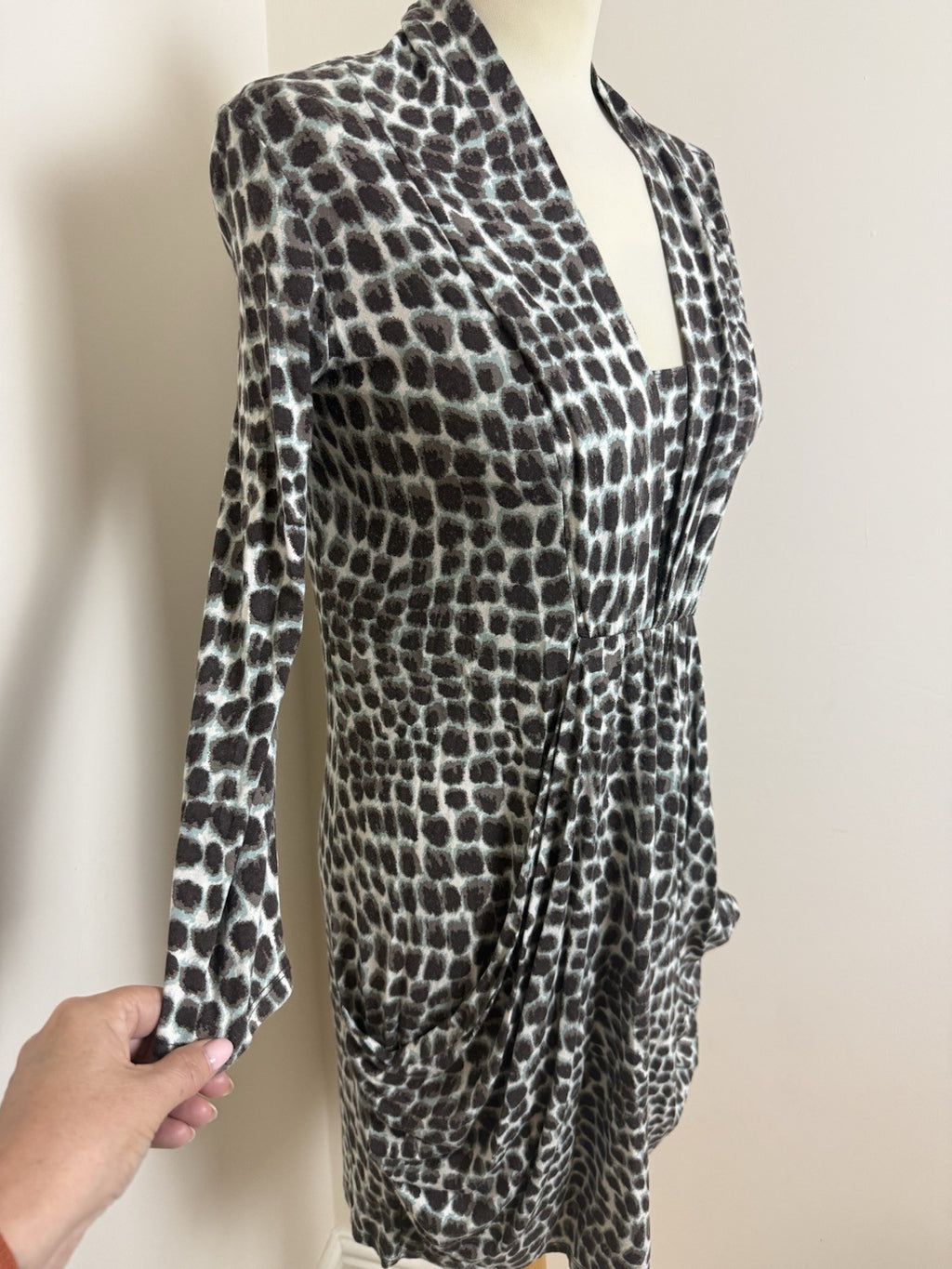 Laura Ashley Green Brown Animal Print  Dress -Size 14