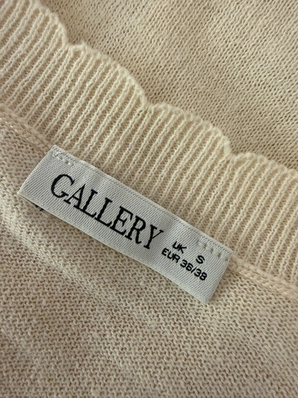 Gallery Ivory Textured Waffle Knit Cardigan - Small