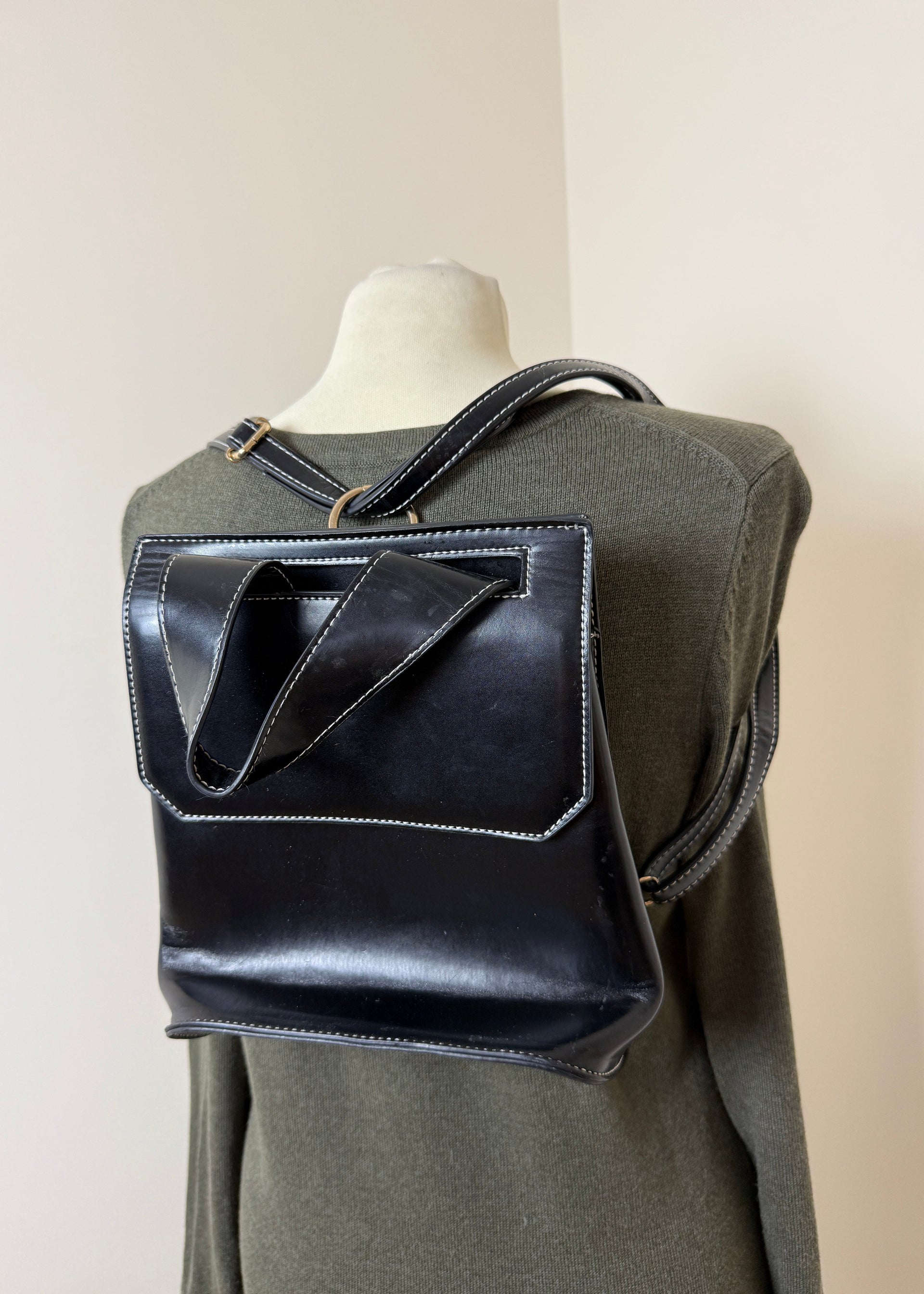 ASOS Black Faux Leather Mini Backpack Multiway Shoulder Handbag – Bowtique Preloved