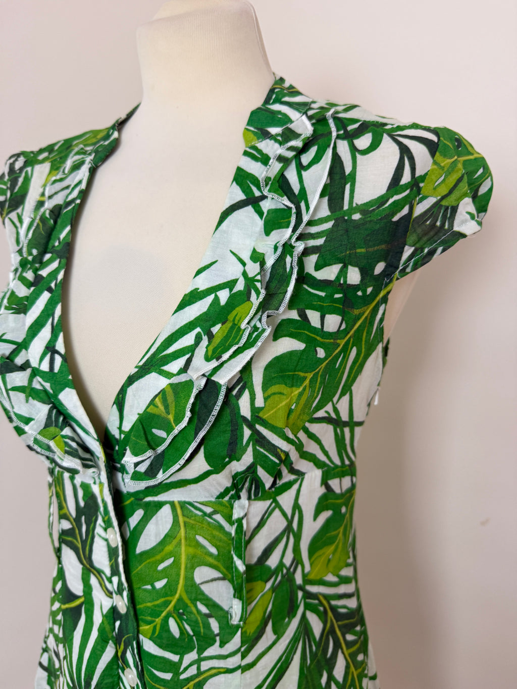 Jane Norman Green Tropical Cotton Mini Dress UK12