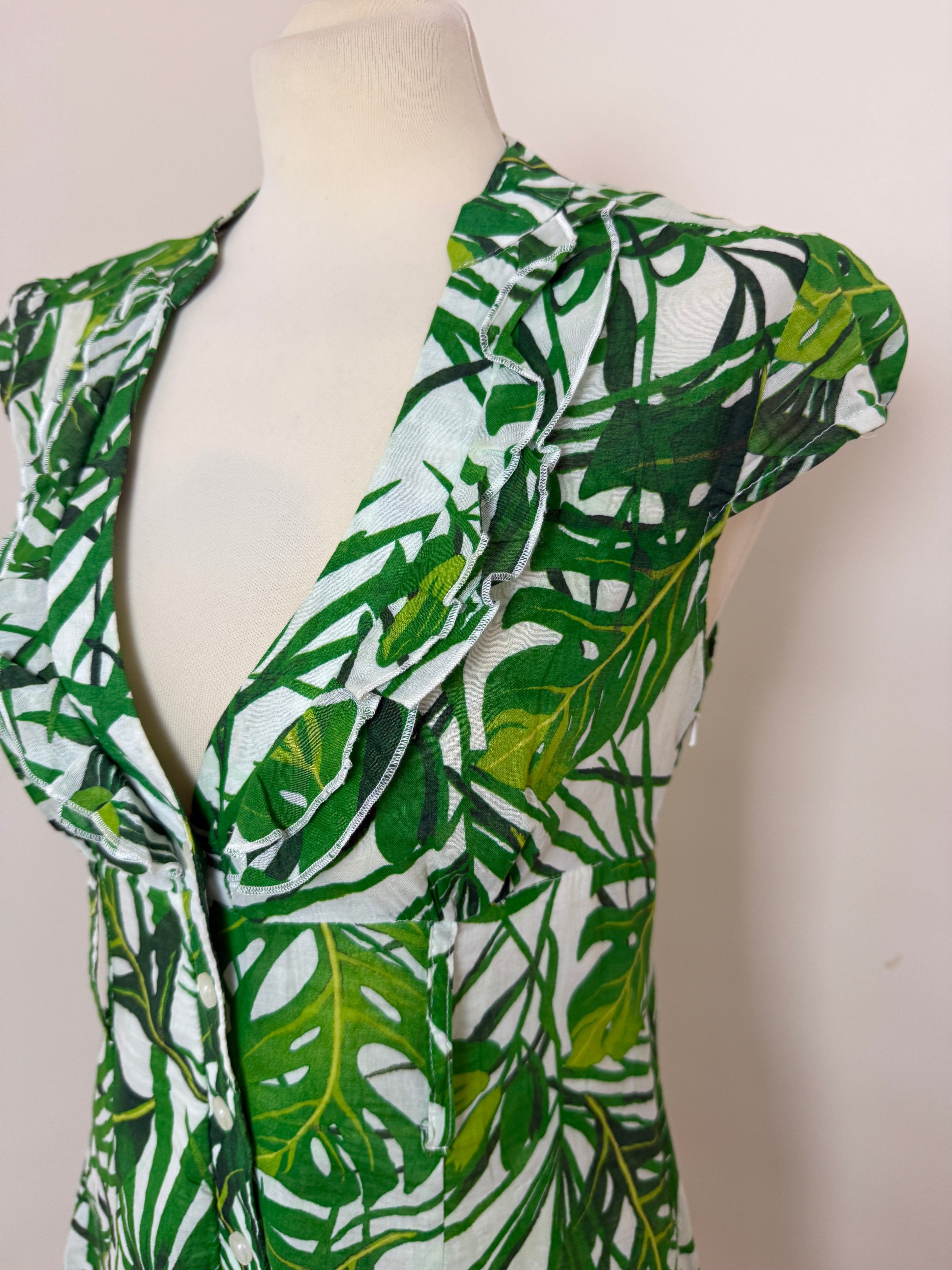 Jane Norman Green Tropical Cotton Mini Dress UK12