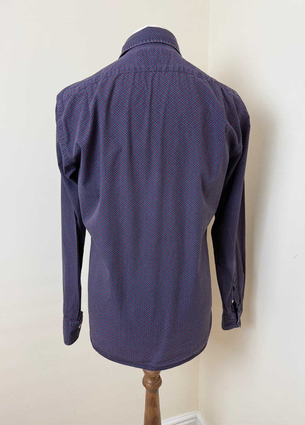 Abbie & Rose Navy Red Geometric Print Shirt Mens Large