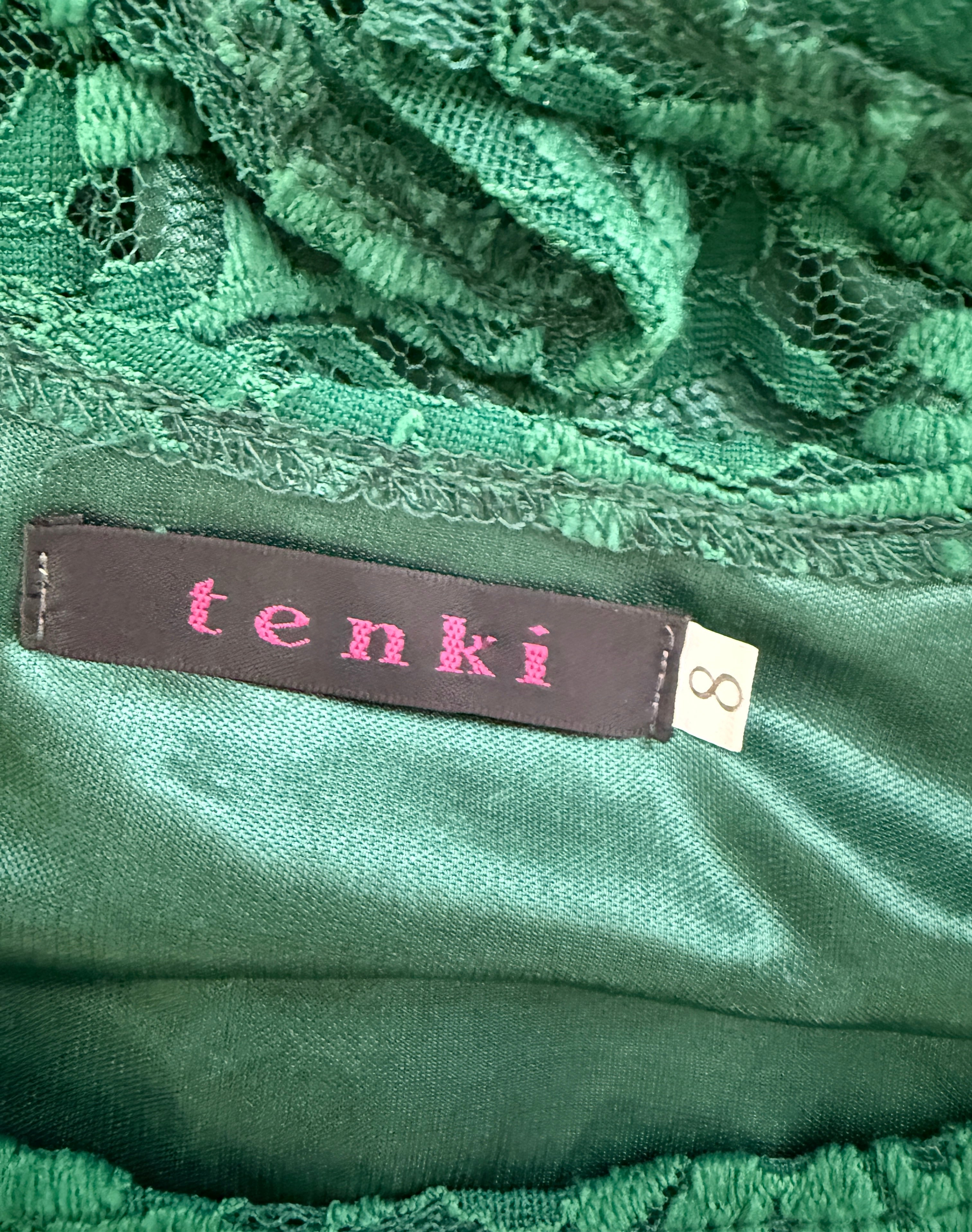 Tenki London Green Lace Skater Dress Size 8