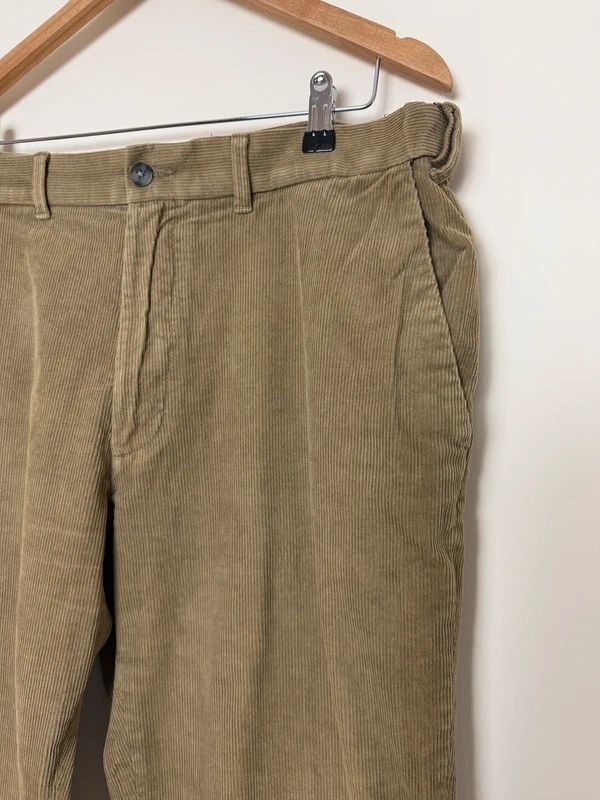 M&S Corduroy Trousers Camel Straight Leg Cotton Regular Fit W40 L29
