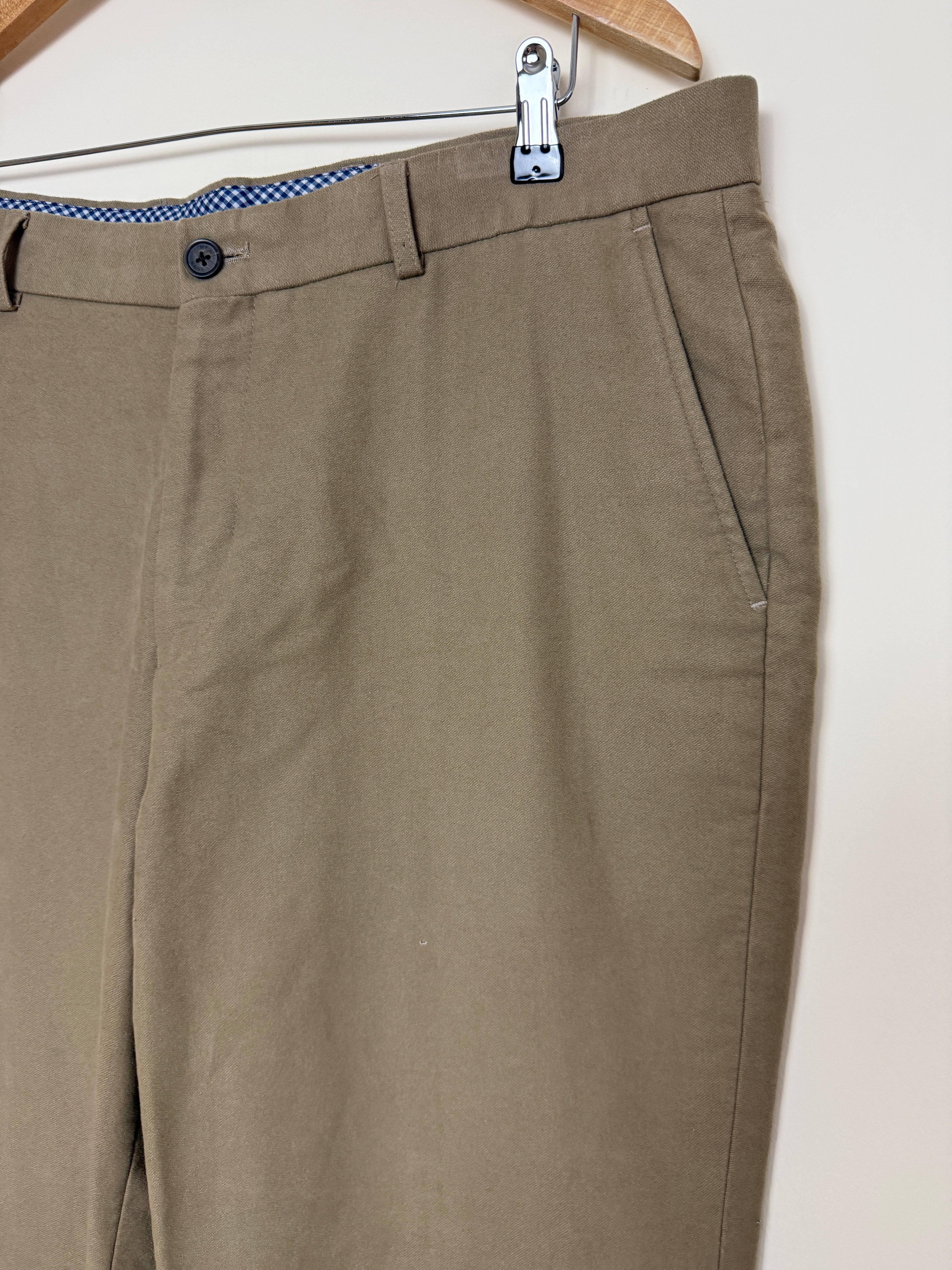 Maine Brown Twill Brushed Cotton Trousers W38 L32 Straight Leg Mens