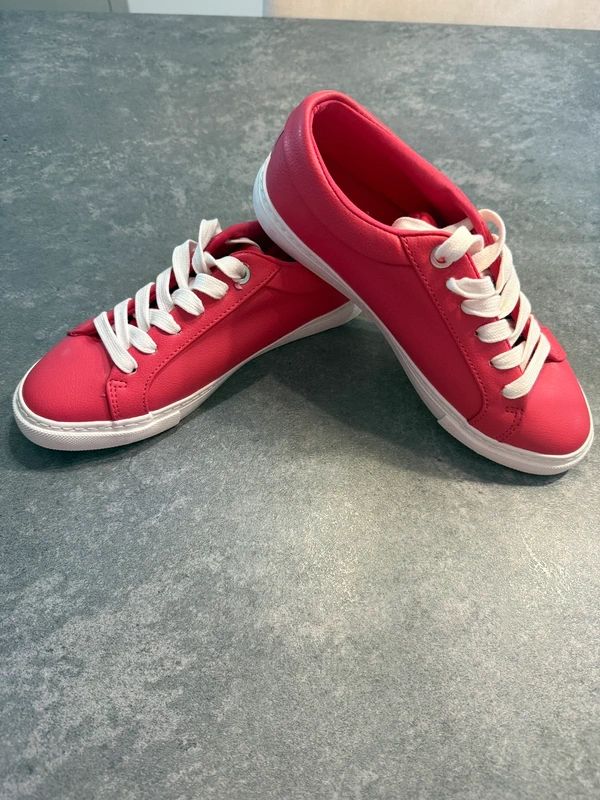 M&S Coral Pink Trainers UK 5 Womens Lace Up Sneakers Insolia Flex