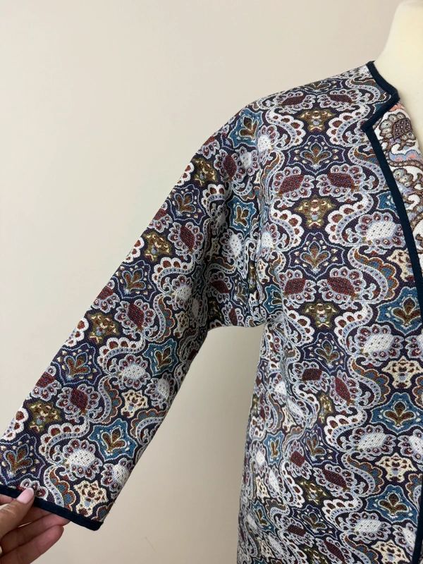 Zara Trafaluc Tapestry Jacket Boho Paisley Floral Quilted Duster Medium