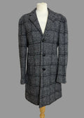 Primark Black White Dogtooth Check Wool Blend  Overcoat - Small