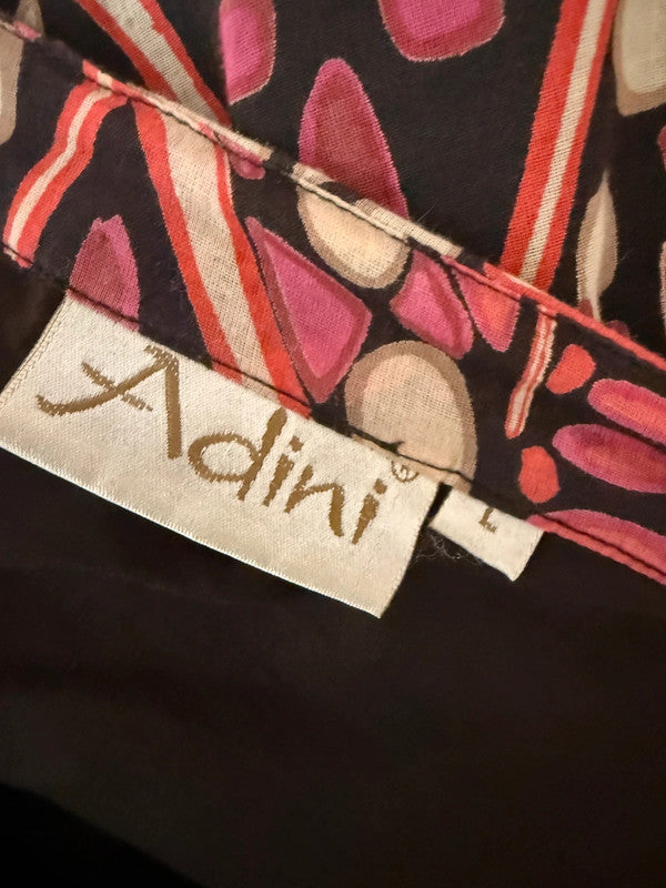 Adini Pink Black White Geo Print A Line Skirt - Large