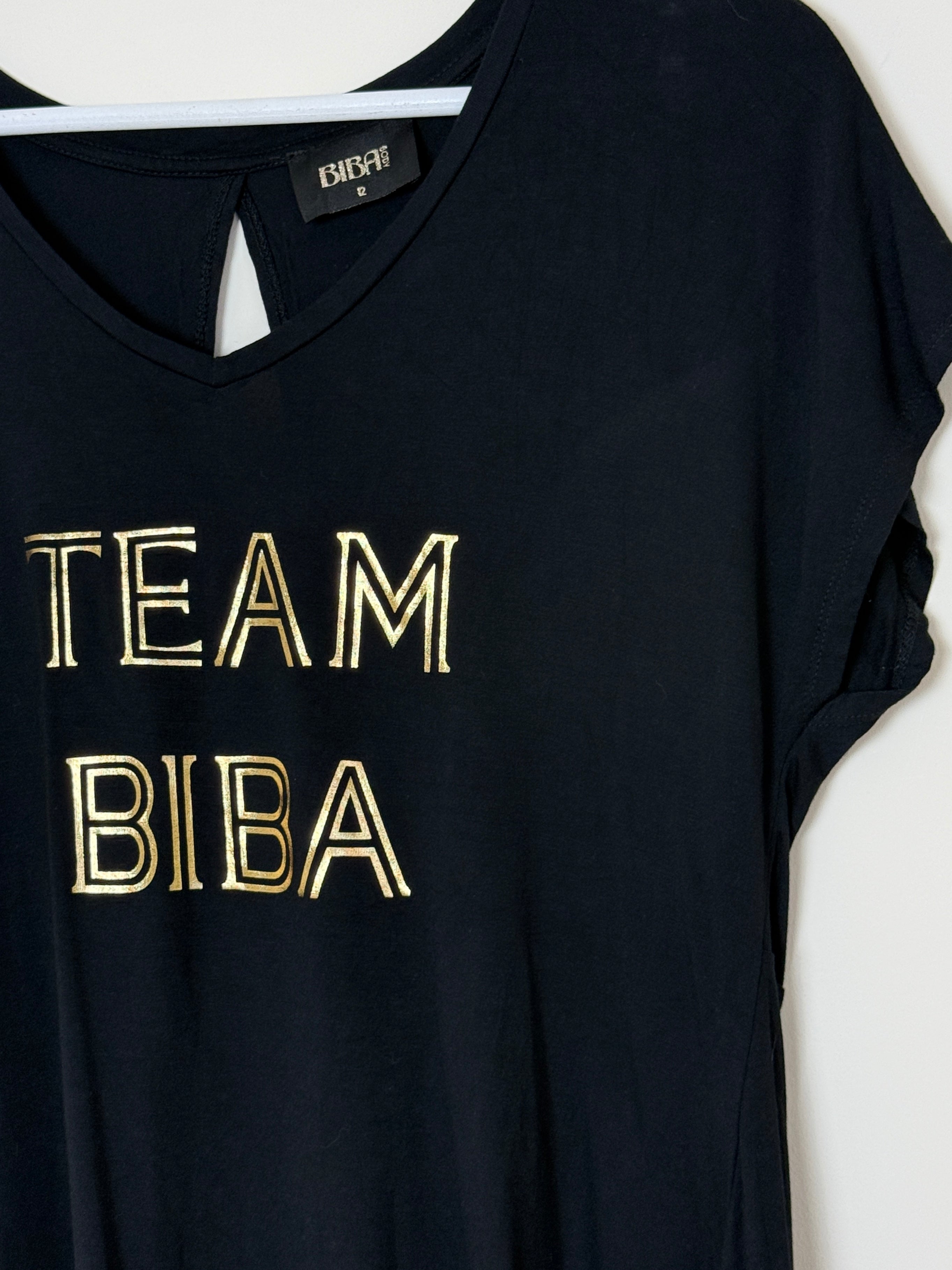 Shopify  Biba Black Gold Logo T Shirt Size 12
