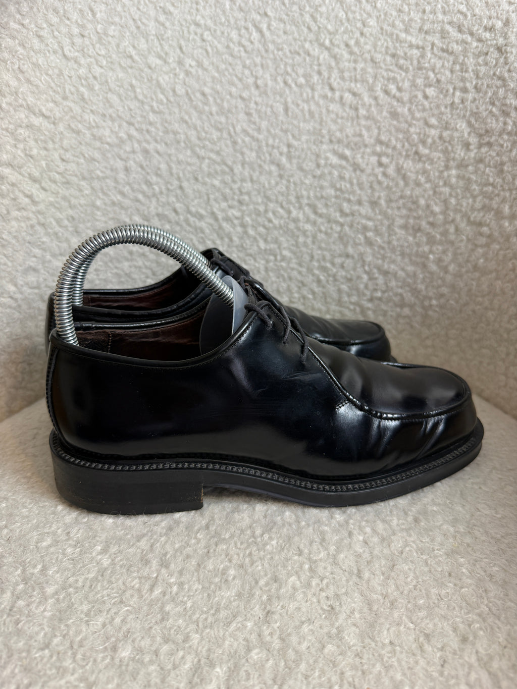 Kurt Geiger Black Leather Derby Shoes Mens UK7 EU41 Chunky Sole Made In Italy