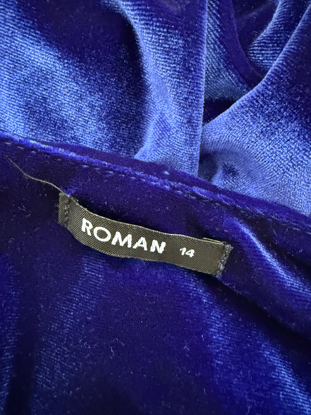 Roman Originals Royal Blue Velvet Fit Flare Midi Dress UK14