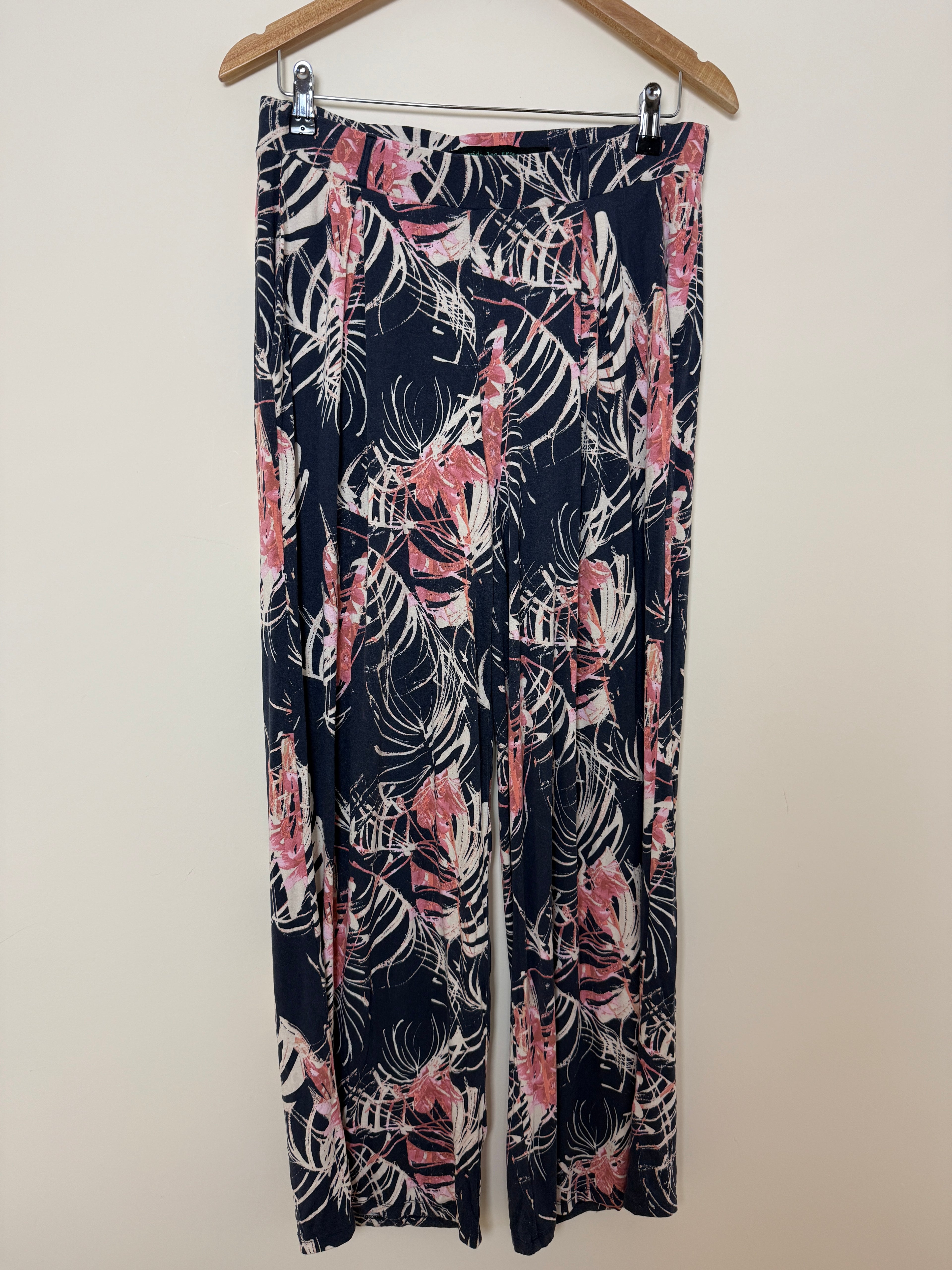 Next Tropical Print Wide Leg Trousers UK12