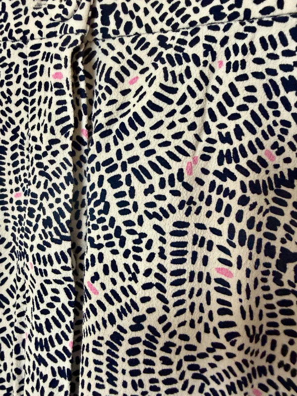 M&S Navy White Button Front Flared Midi Skirt - UK22