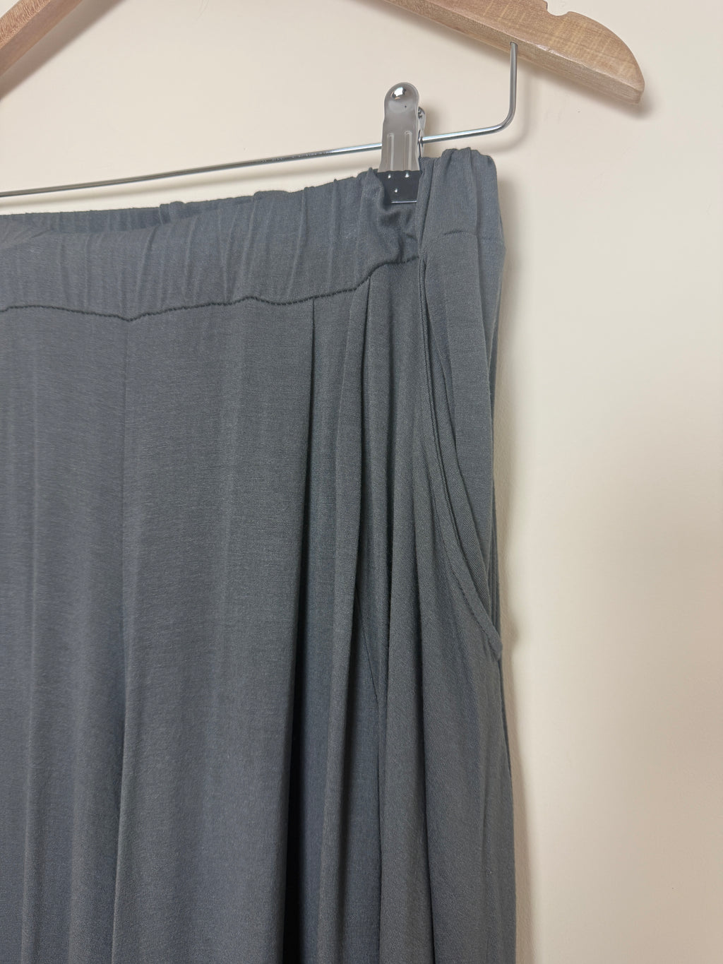 Made In Italy Grey Draped Wide Leg Harem Trousers One Size