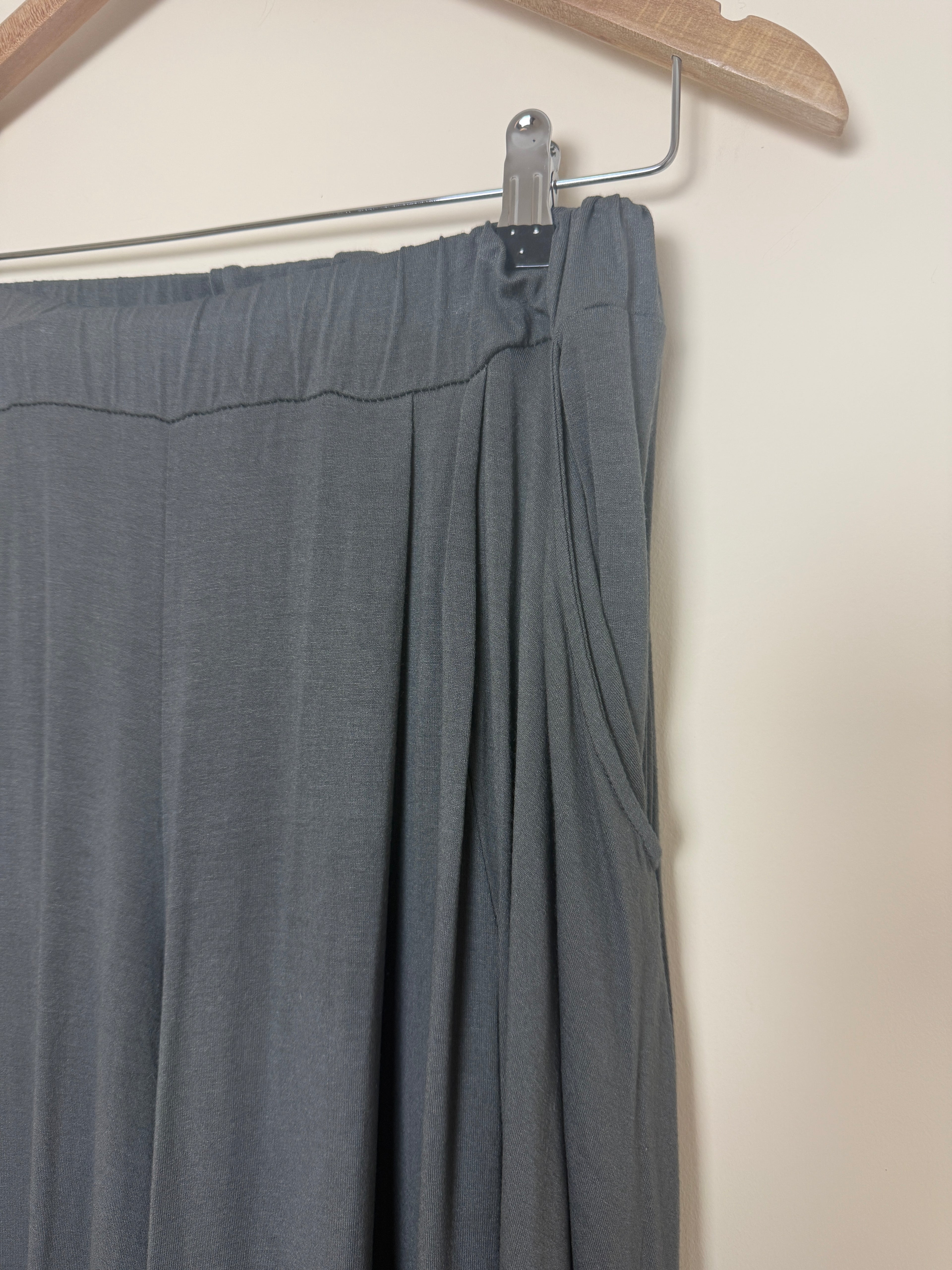 Made In Italy Grey Draped Wide Leg Harem Trousers One Size