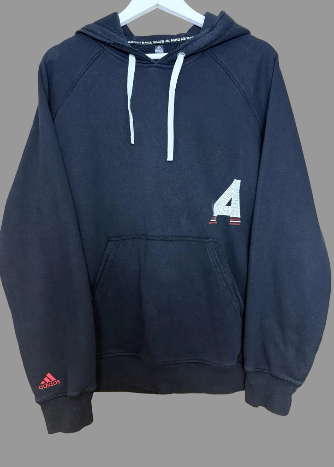 Adidas Marquee Black Pouch Pocket Oversized Basketball Hoodie - Small