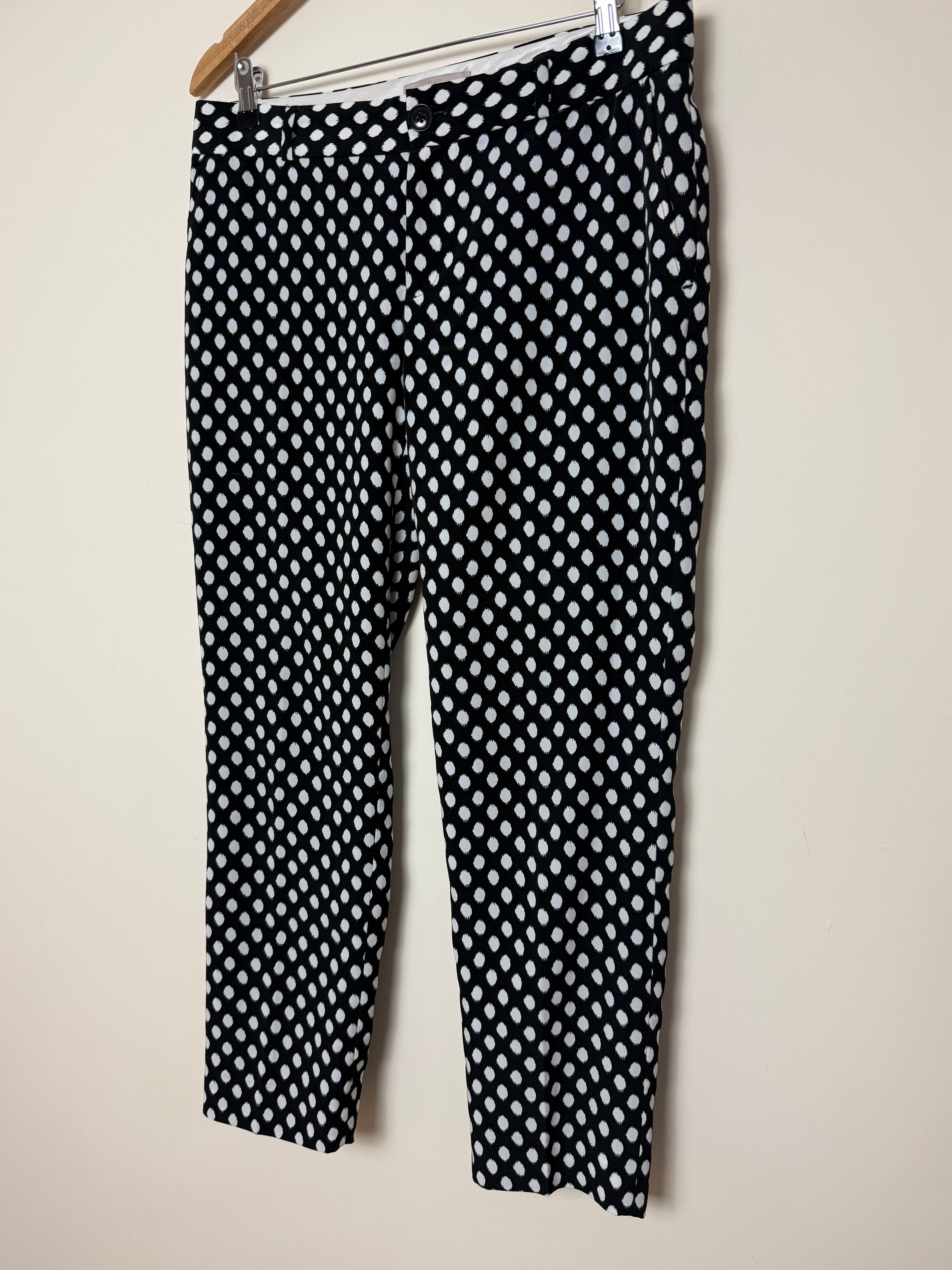 Banana Republic Black White Polka Dot Slim Fit Trousers UK12 Smart