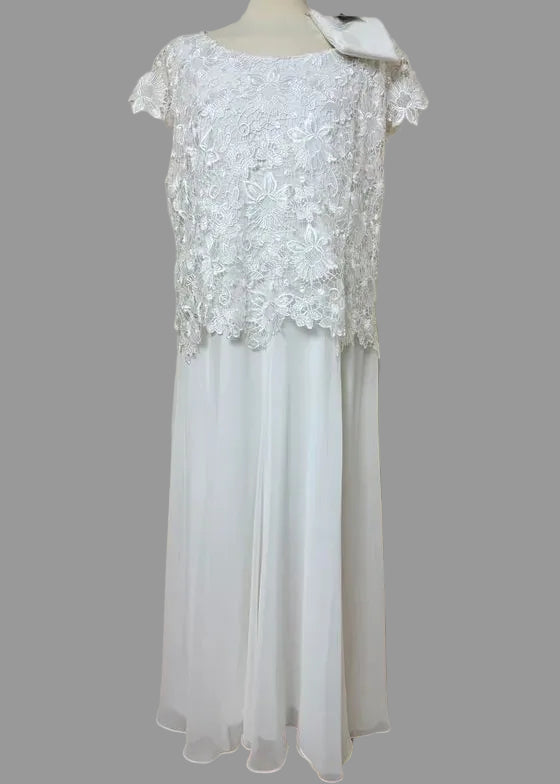 Nightingale White Chiffon Wedding Dress UK20 BNWT Lace Overlay Full Length