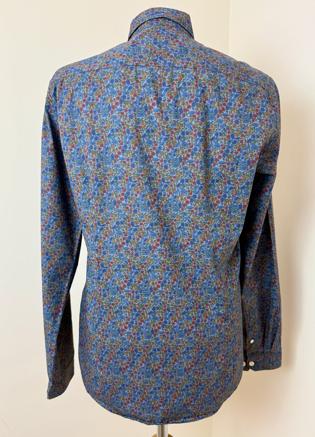 Barbour Beacon Floral Cotton Shirt UK S Blue Liberty Print Button Up