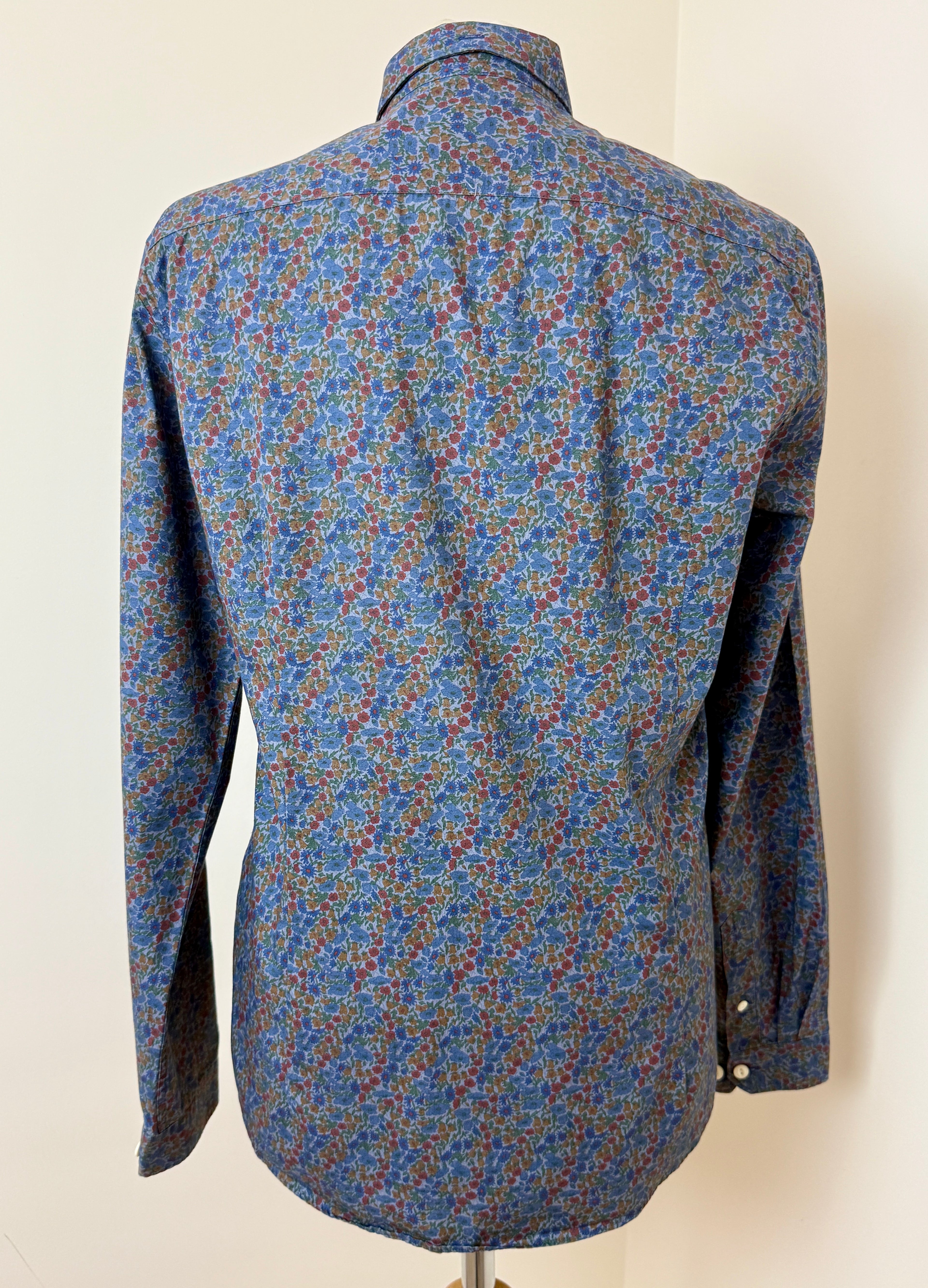Barbour Beacon Floral Cotton Shirt UK S Blue Liberty Print Button Up