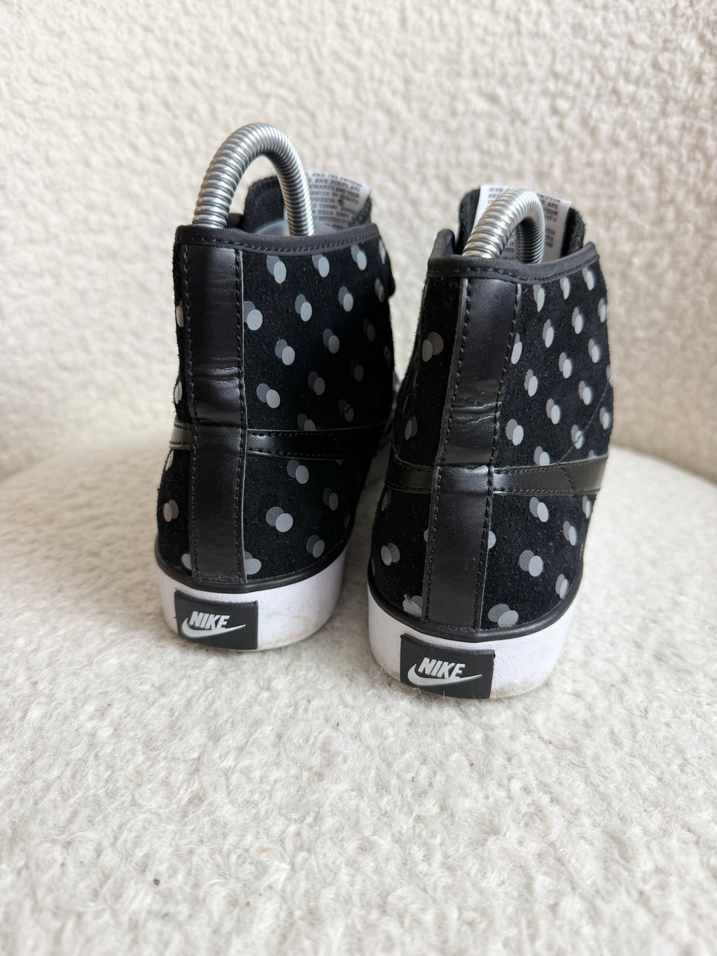 Nike Primo Court Mid Premium Trainers Black Grey Polka Dot Suede Mesh UK3.5