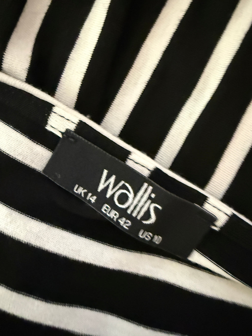 Wallis Black White Stripe Twist Front Midi Dress UK14