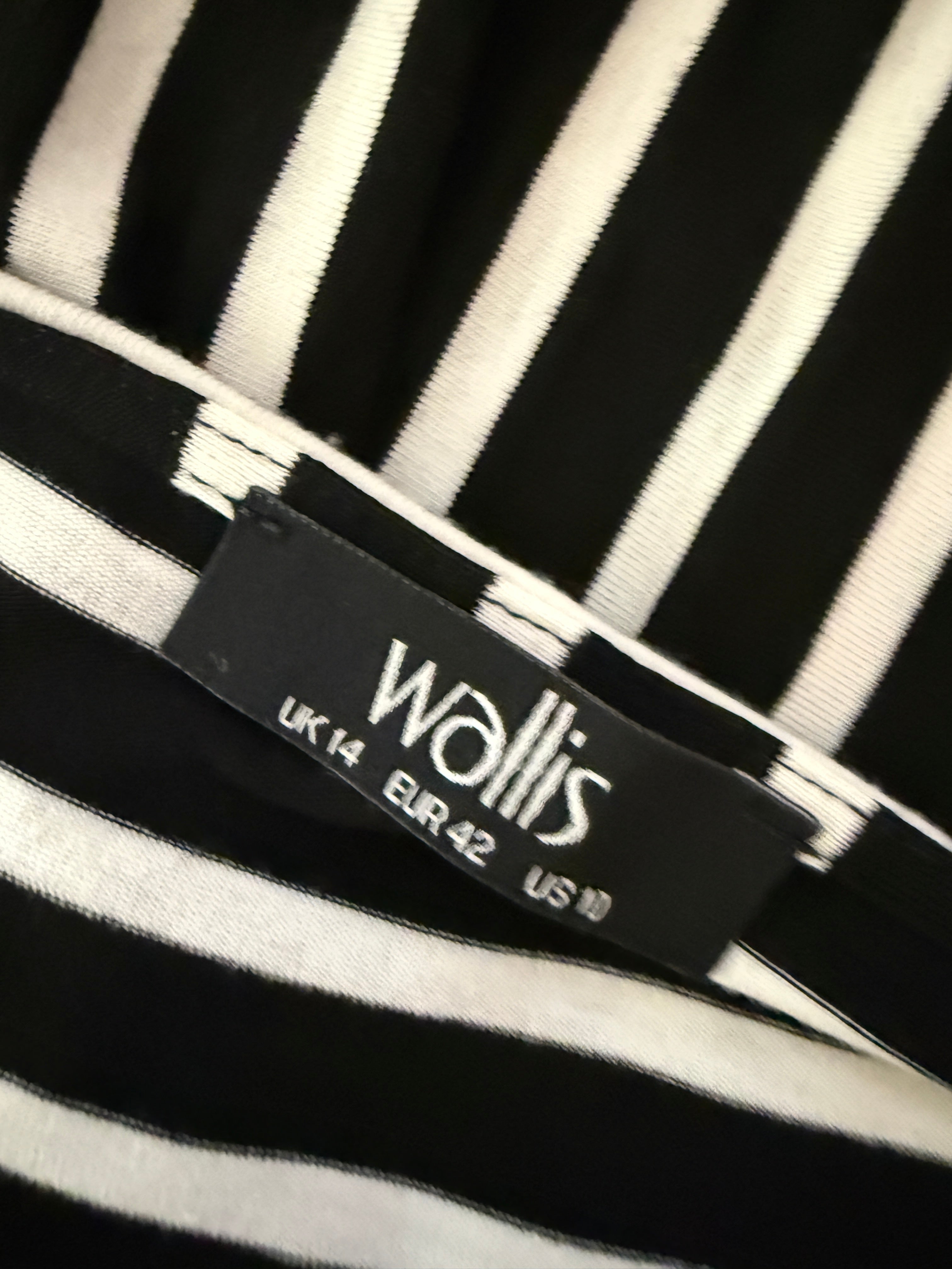 Wallis Black White Stripe Twist Front Midi Dress UK14