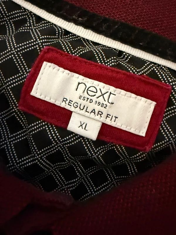 Next Burgundy Long Sleeve Polo Shirt Cotton Stretch XL
