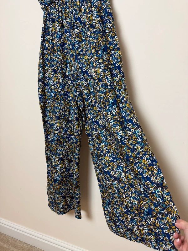 Thought Floral Ditsy Jumpsuit Wide Leg Boho V Neck UK 12