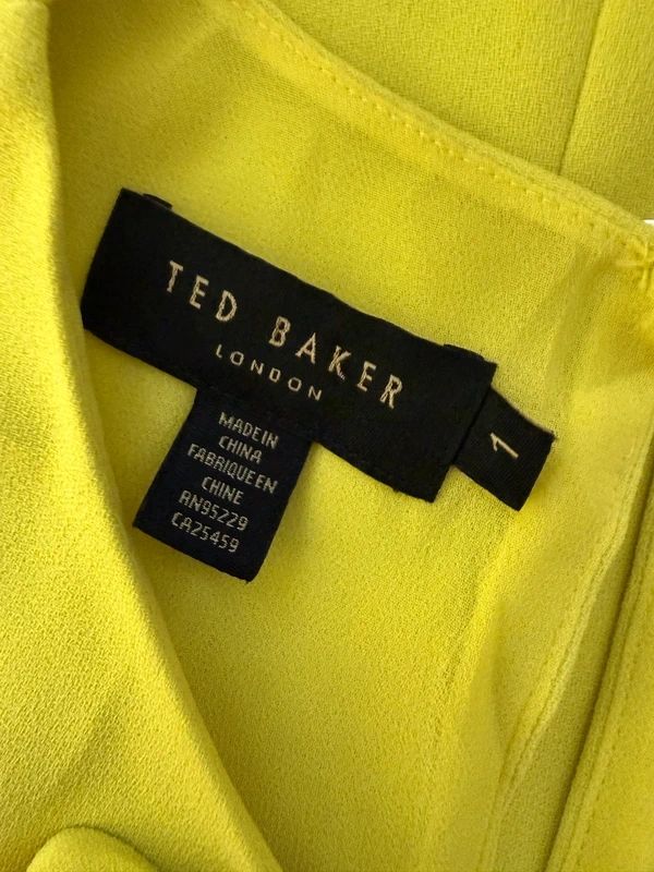 Ted Baker Lime Green Sleeveless Bow Detail Top UK8 Keyhole Back