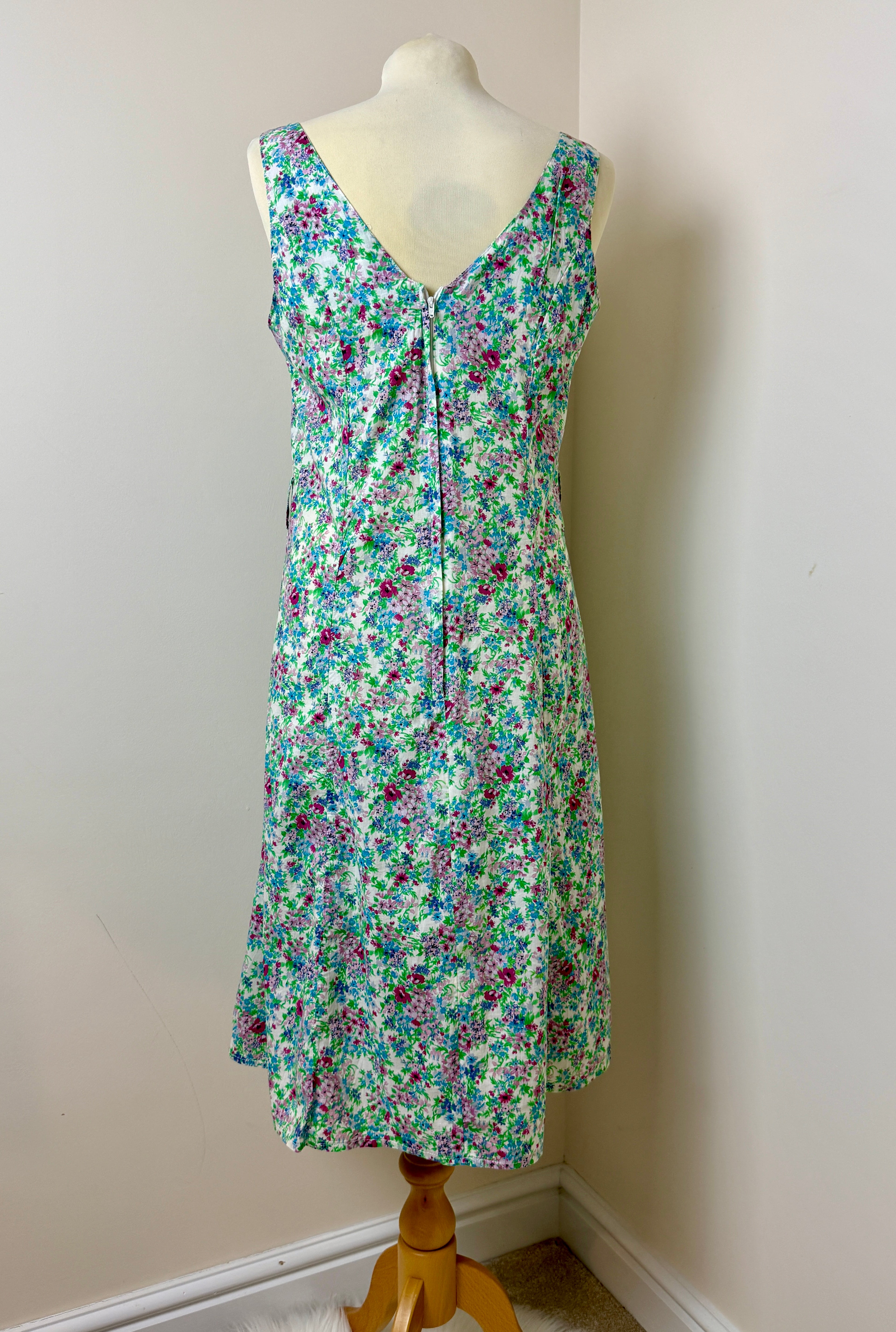 Angels Floral Cotton Sleeveless Fit & Flare Dress UK 14