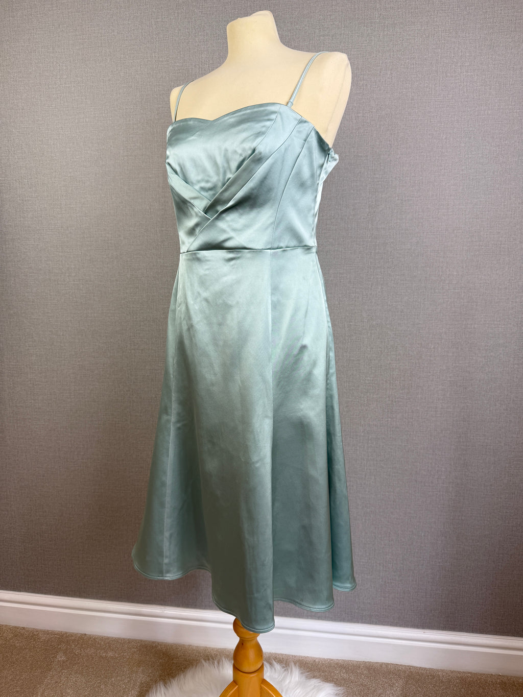 Karen Millen Mint Satin Midi Dress UK 14 – Preloved