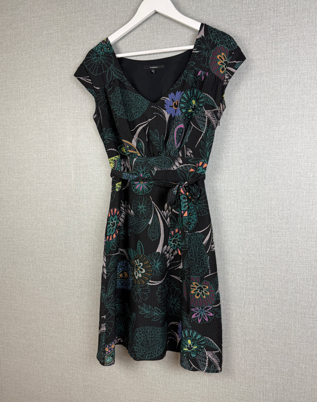 InWear Pure Silk Floral Print Belted Occasion Dress UK 10