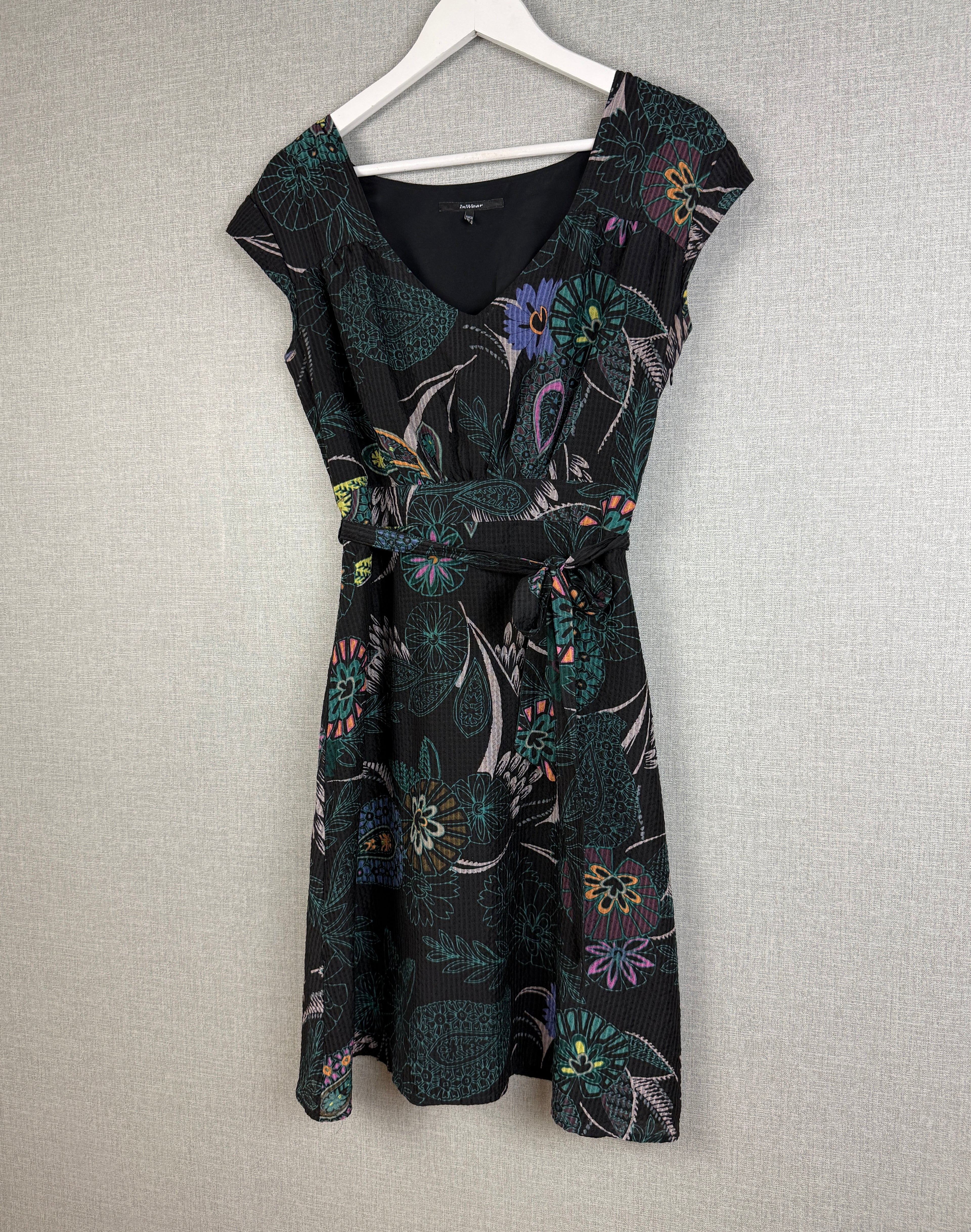 InWear Pure Silk Floral Print Belted Occasion Dress UK 10