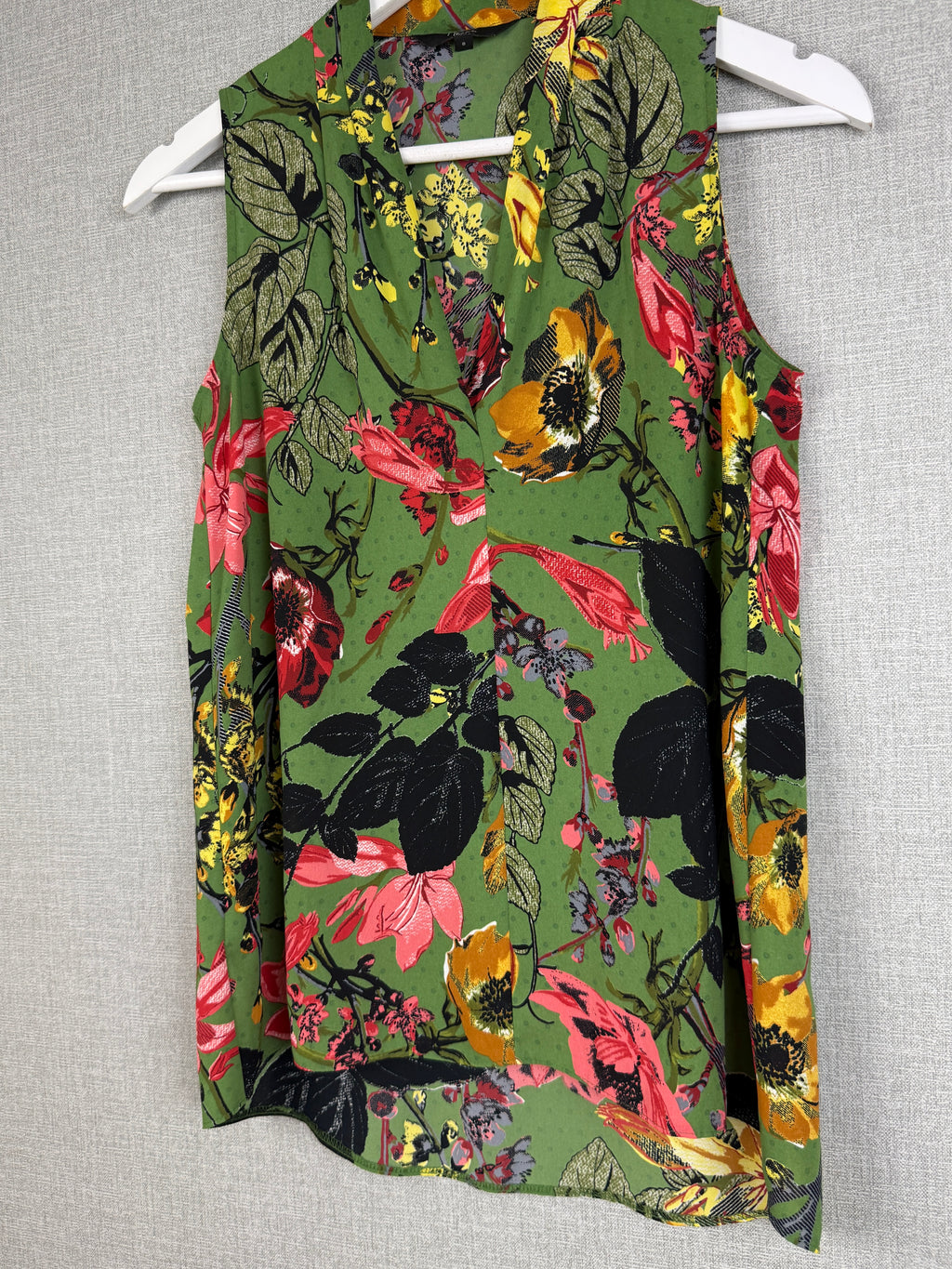 Next Green Botanical Floral Sleeveless Blouse Top UK 8