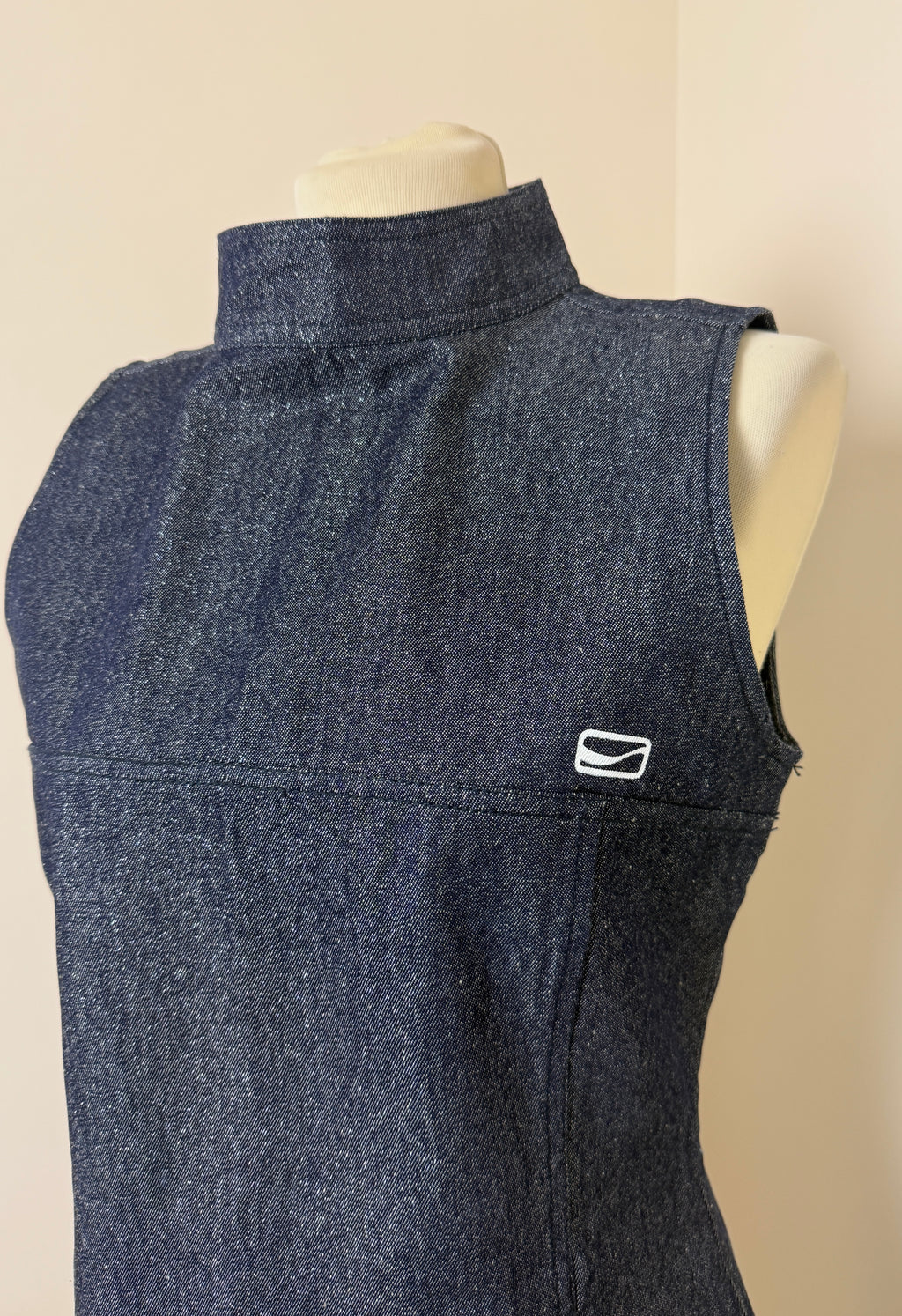 Coca Cola Ware Vintage Denim Mini Dress Blue Sleeveless UK 8 Y2K