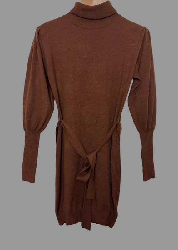 Brave Soul Hazelnut Brown Rollneck Jumper Dress - Medium
