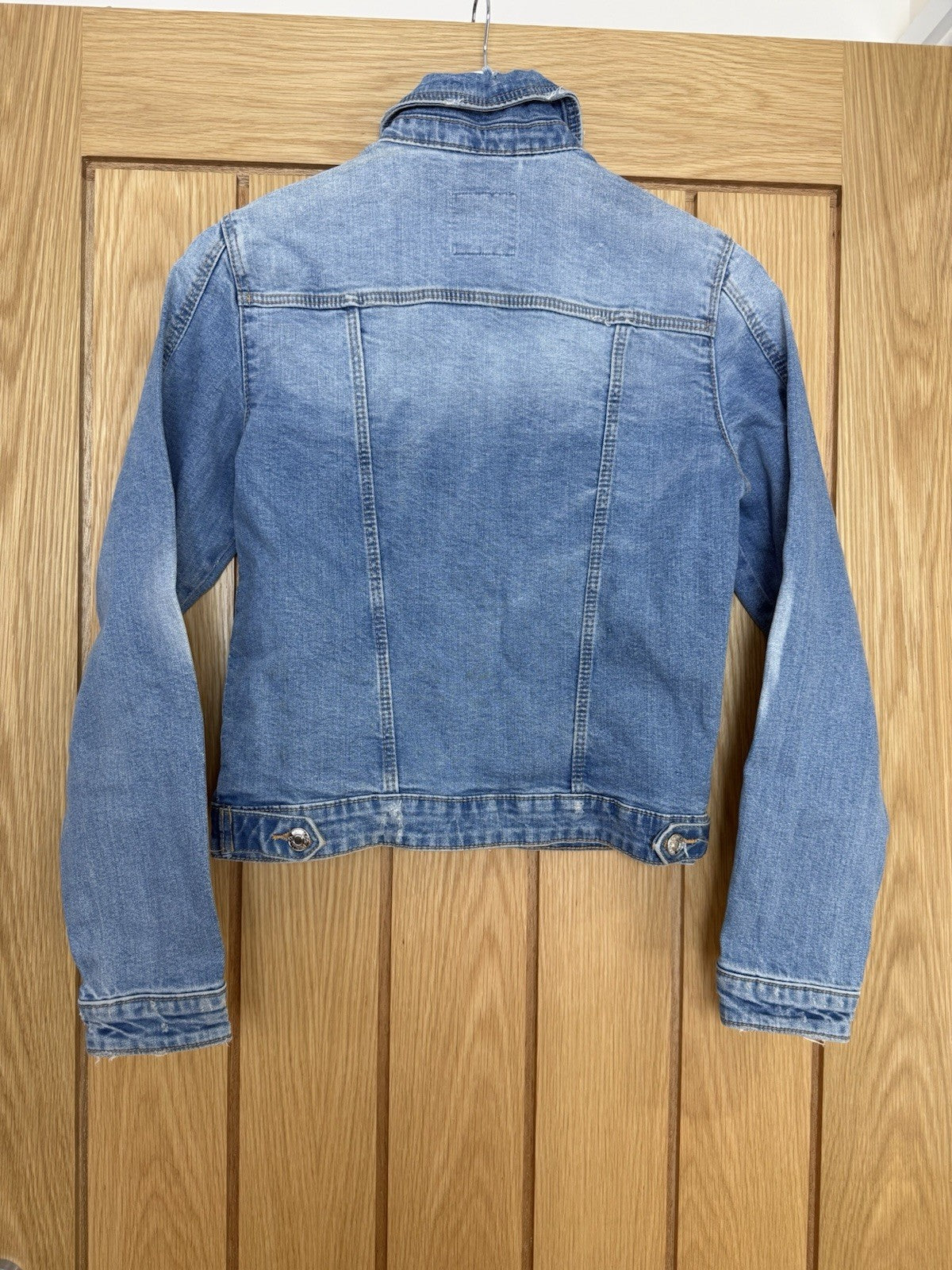 Denim & Co Distressed Cropped Denim Jacket - Size 8
