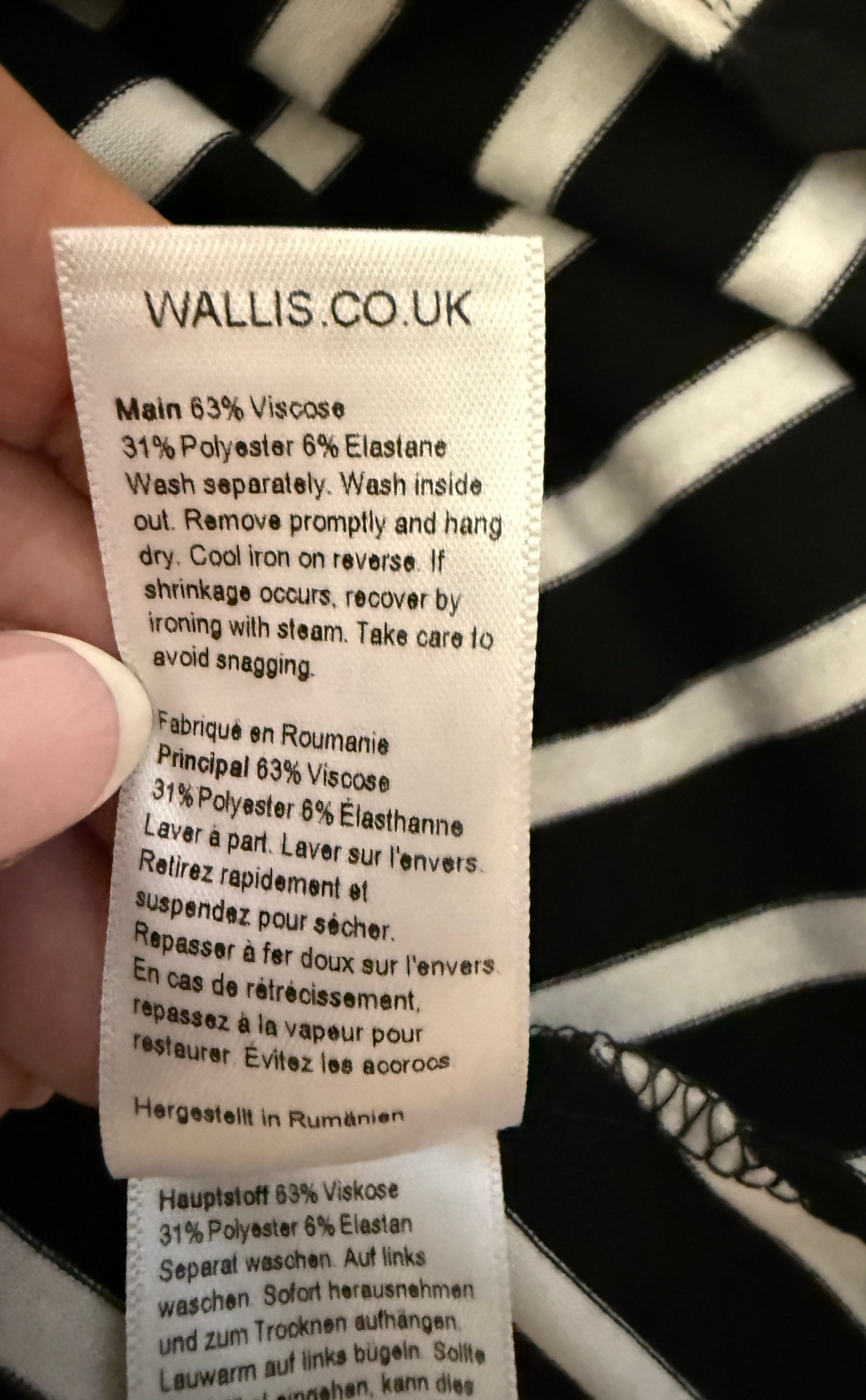 Wallis Black White Stripe Twist Front Midi Dress UK14