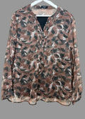 TIGI Brown Black Leaf Pattern Layered Sheer Blouse  - UK18/20