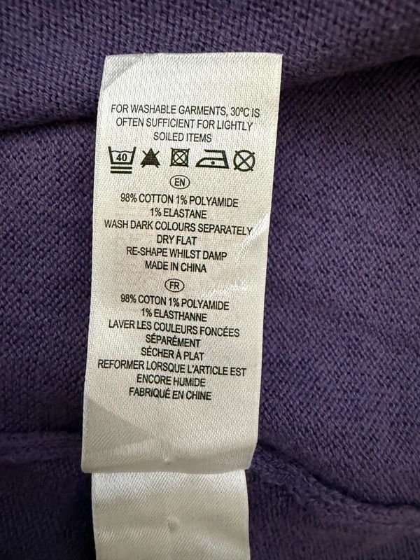 South Purple Stripe Knit Top Sleeveless Open Front Button Detail UK16