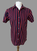Kronstadt Casual Navy Red Striped Cotton Shirt Mens Large