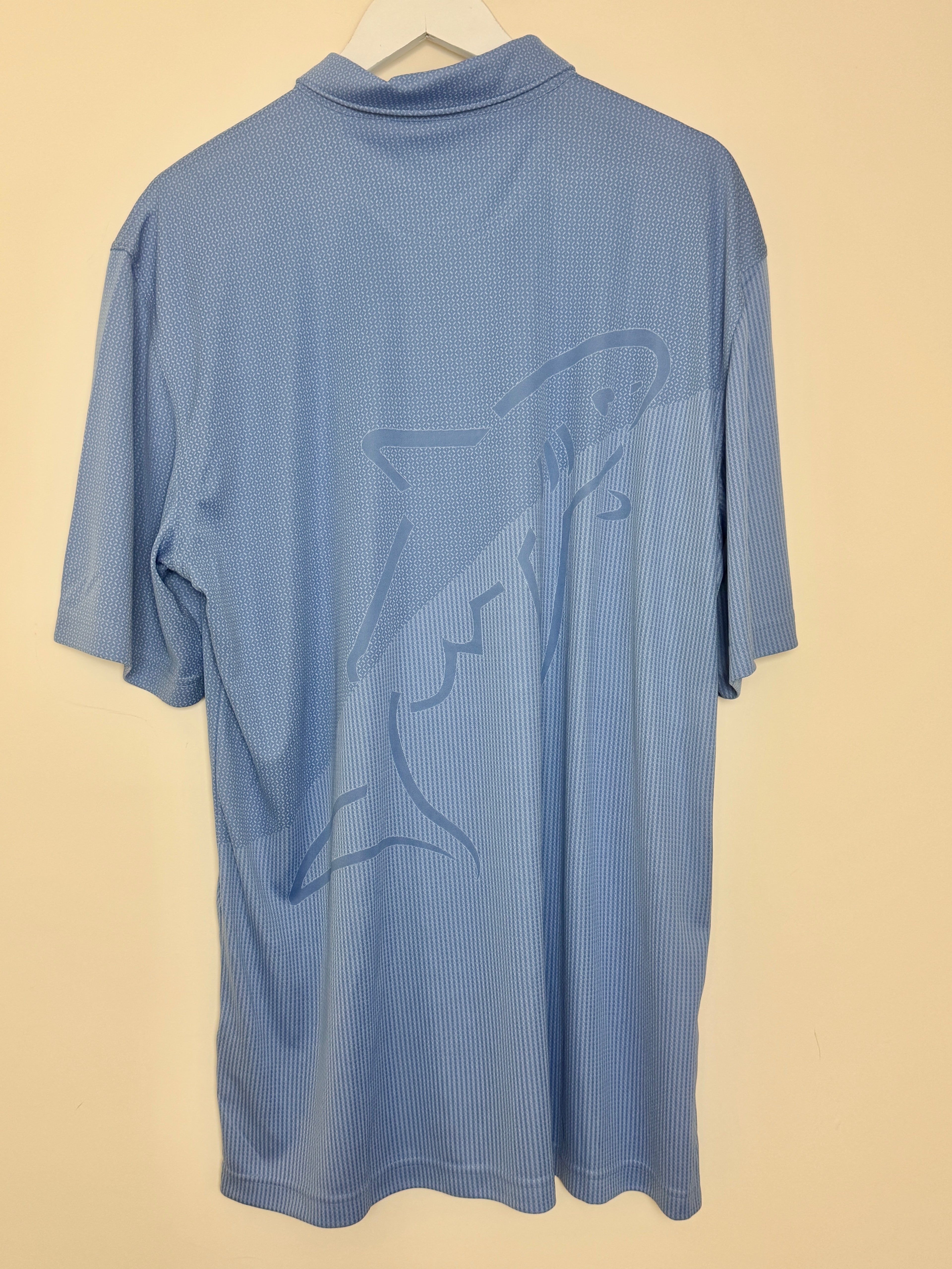 Greg Norman Blue Shark Logo Performance Golf Polo Shirt XL