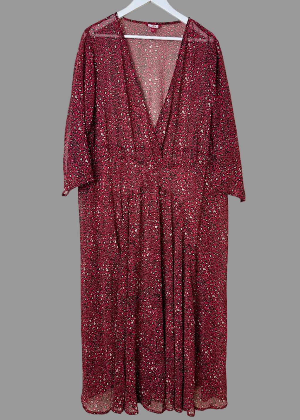 Joe Browns Red Leopard Print Sheer Maxi Cover Up Dress UK 26
