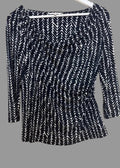 Jasper Conran Black White Abstract Print 3/4 Sleeve Top - UK12