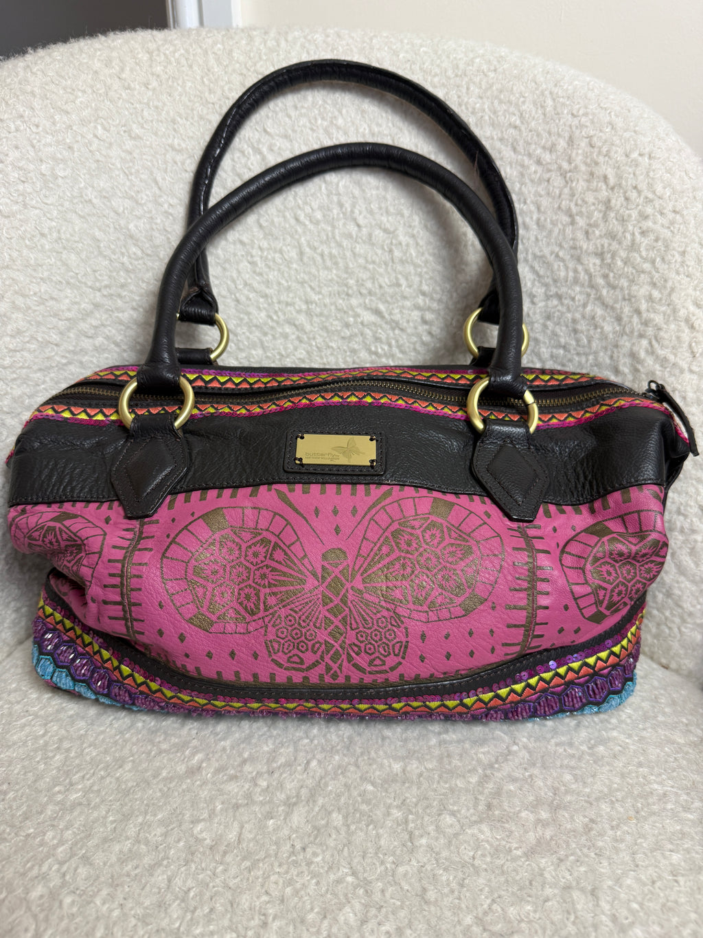Butterfly by Matthew Williamson Pink Leather Grab Bag – Preloved