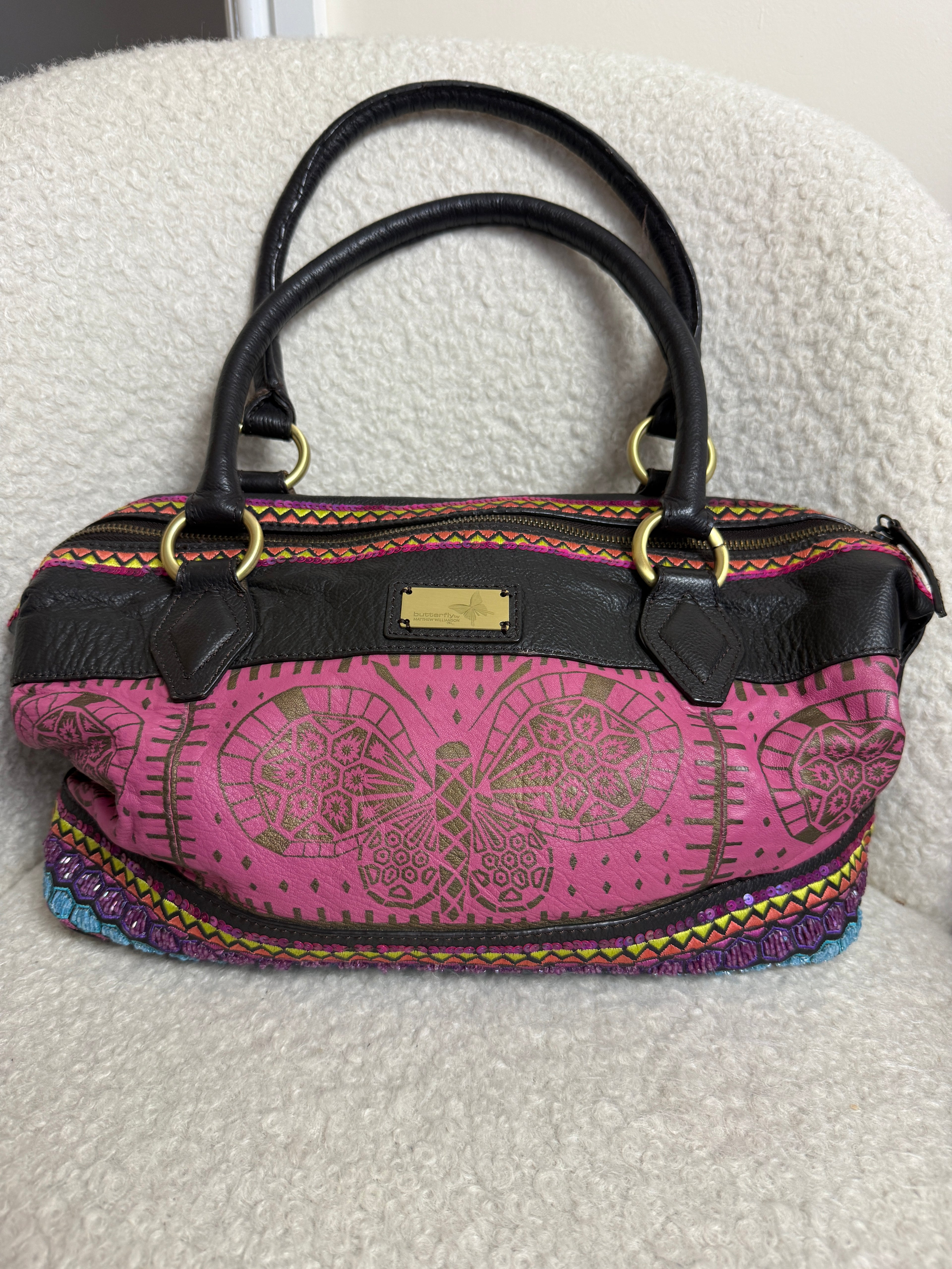 Butterfly by Matthew Williamson Pink Leather Grab Bag – Preloved