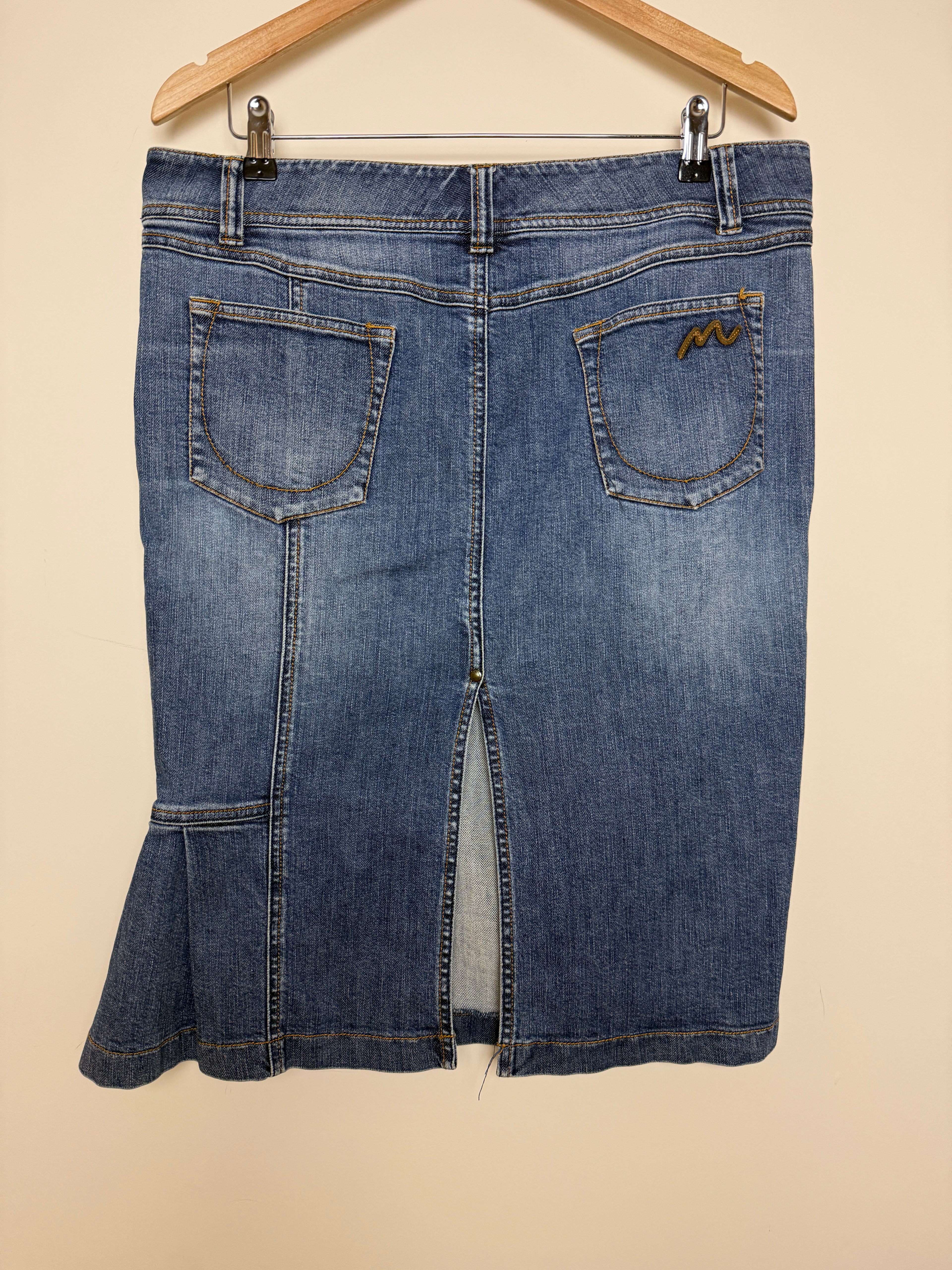 Mexx Y2K Pleated Off Centre Denim Skirt - UK16